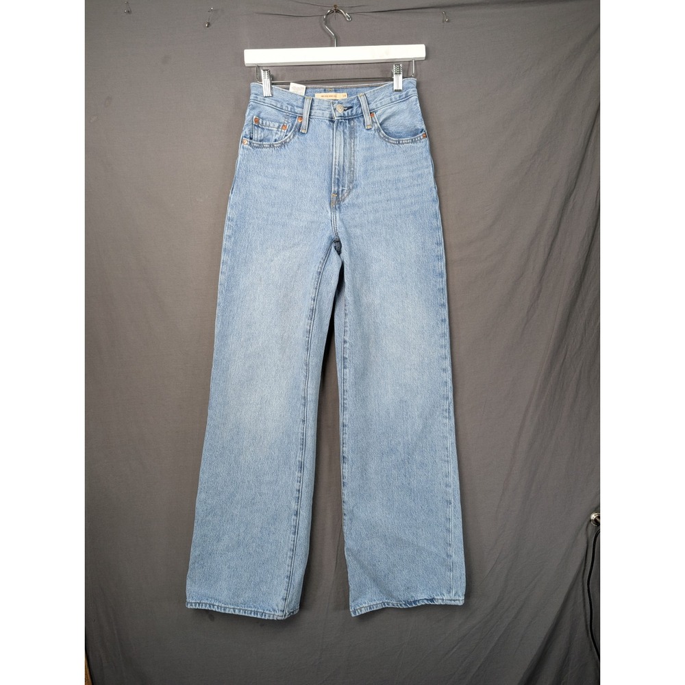 Levis Ribcage Wide Leg Jeans Light Wash Blue Denim Women's Size 24 Button Fly